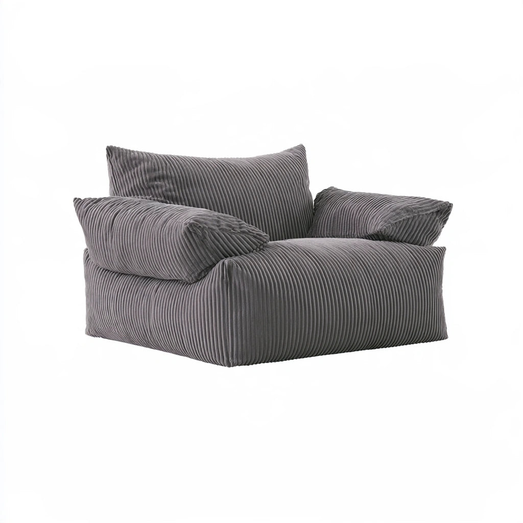 Yaventoq dark gray fabric accent armchair with ribbed upholstery, stylish living room furniture for modern home decor.