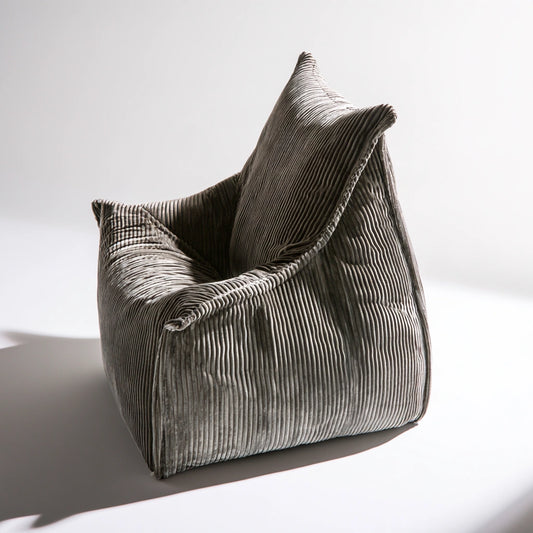 Yaventoq dark gray upholstered accent fauteuil with ribbed fabric, comfortable living room chair for stylish home decor.