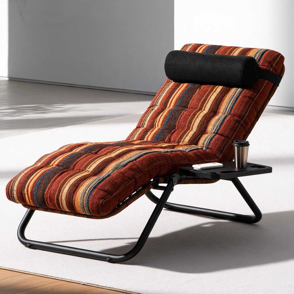 Yaventoq brown folding recliner in living room, padded seat, comfortable living room furniture, easy to fold and adjust.