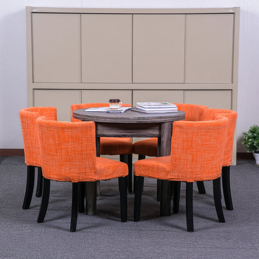 Yaventoq grey round dining table with matching chairs, compact eat-in set for kitchen or dining room, modern living and garden furniture
